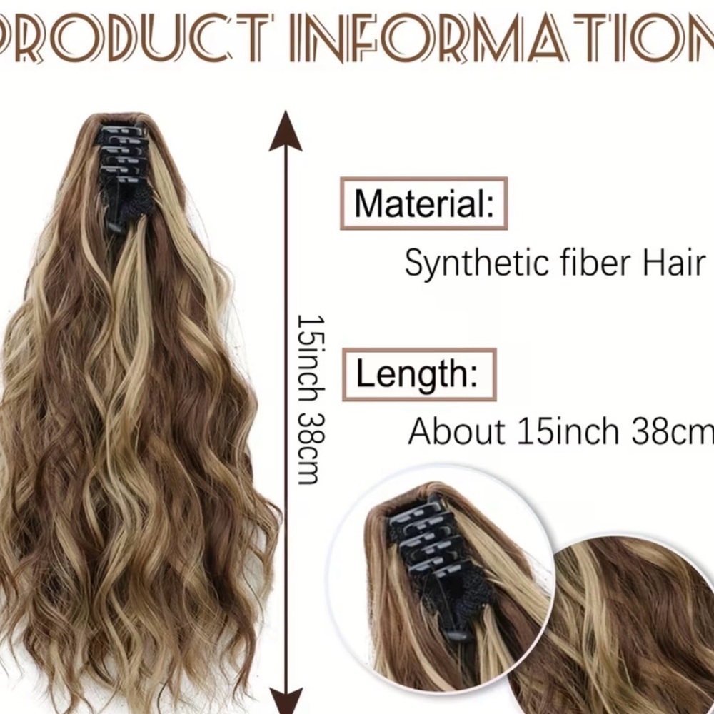 Burgundy Clip on Ponytail Hair Extension - Picture 3 of 3